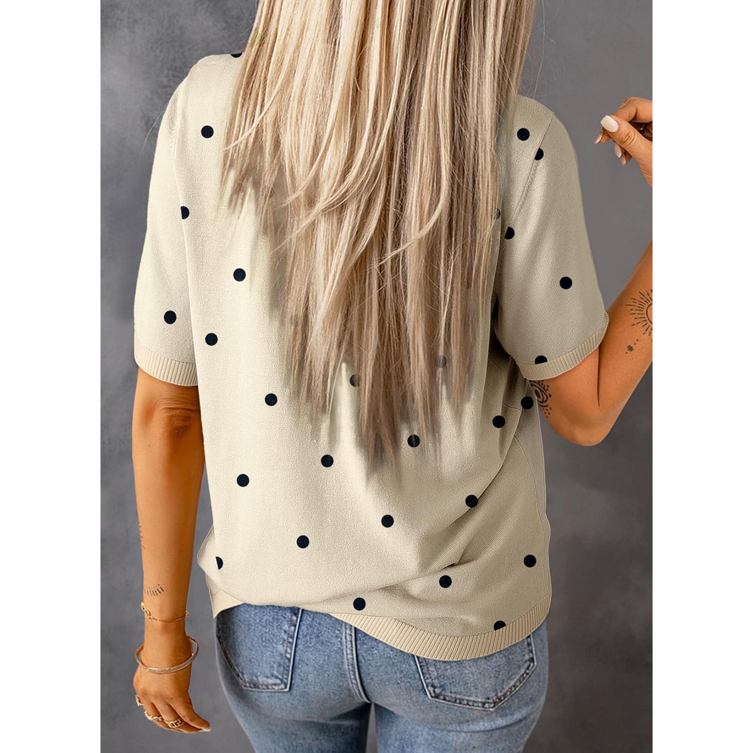 Dokotoo Womens Tops 2026 Casual Summer Crewneck Short Sleeve Striped Color Block Knit High Low Trendy Pullover Sweaters