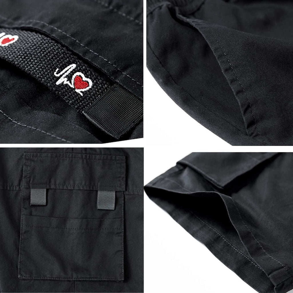Women's Casual Cotton Elastic Waist Drawstring Loose Fit Outdoor Multi-Pockets Cargo Shorts