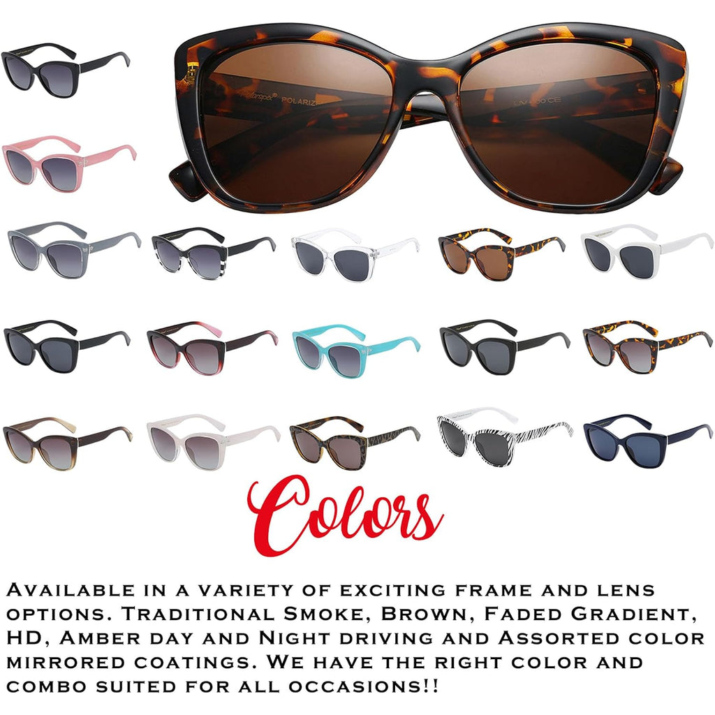 Polarspex Polarized Cat Eye Sunglasses For Women – Oversized Uv400 Celebrity Fashion Sun Glasses For Beach Or Driving