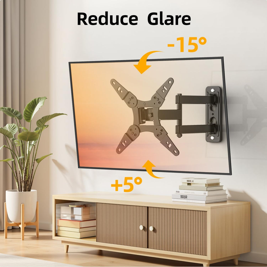 32+ 40 Inch Full Motion Tv Wall Mount For 13-43" Tvs & Monitor, 360° Rotating Small Tv Mount Bracket, Articulating Swivel Tilting Extension, Max Vesa 200X200Mm, Single Studs, 55 Lbs