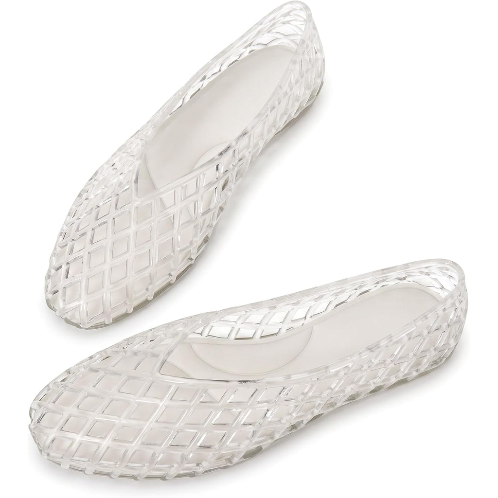 Sovanyou Jelly Shoes For Women Mesh Ballet Flats Slip On Jelly Sandals