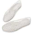 Sovanyou Jelly Shoes For Women Mesh Ballet Flats Slip On Jelly Sandals