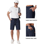 Coofandy Mens Casual Shorts 9" Chino Cotton Shorts Summer Beach Drawstring Shorts With Pockets
