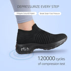 Hkr Women'S Walking Shoes Arch Support Non Slip Work Shoes Breathable Knit Upper Lightweight For Plantar Fasciitis