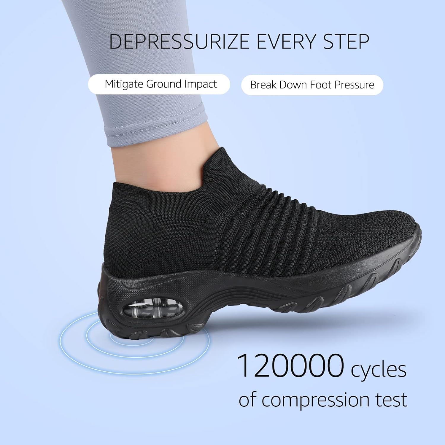 Hkr Women'S Walking Shoes Arch Support Non Slip Work Shoes Breathable Knit Upper Lightweight For Plantar Fasciitis