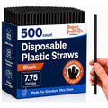7.75" Plastic Straws (500 Count), Disposable Straws - Made For Standard 16Oz Glass (Black)
