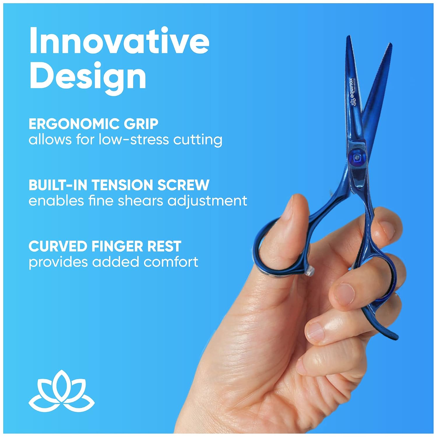 Equinox Razor Edge Series Professional Hair Scissors - 6.5” Premium Japanese Stainless Steel Hair Cutting Scissors, Hair Shears For Hair Cutting, Barber Accessories & Hair Salon Supplies - Blue