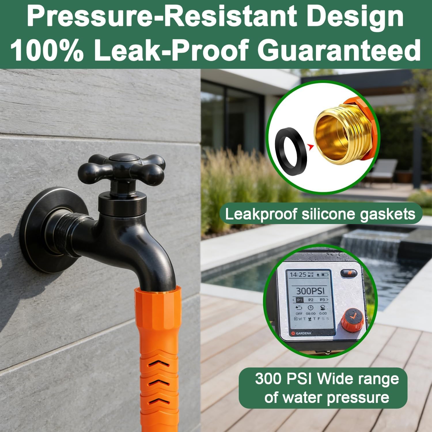 50Ft Ultra Lightweight Garden Hose, Flexible Water Hose, 10 Function Nozzle,Leak-Proof,Swivel Handle Non-Slip, Non-Kink Heavy-Duty Hose For Yard,Car,Rv,Outdoor Non|Expandable(50Ft)