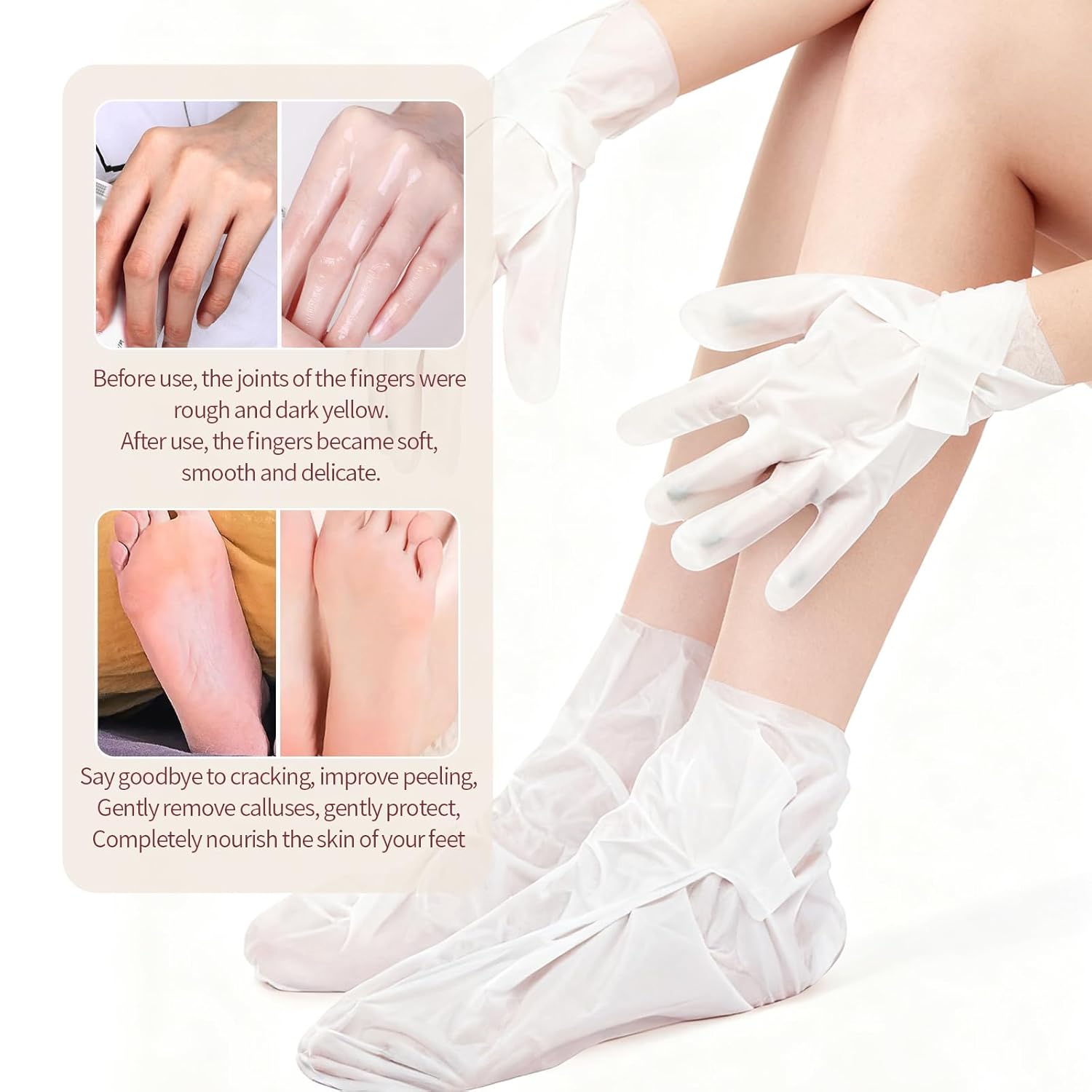 10PCS Moisturizing Hand Mask And Foot Peeling Mask, Moisturizing Glove To Prevent Dry Skin, Foot Spa, Skin Care For Chapped Hands And Feet, Night Care.
