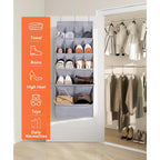 1 Pack Over-The-Door-Shoe-Organizers,Hanging Organizers With Large Pocket Shoe Holder Hanging Shoe Rack For Closet Shoe Organizer For Wall, Over Door Organizer With 15 Pockets Gray
