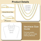 Freekiss Women's Layered Necklace Set - 3 Piece Dainty Gold Jewelry for Everyday Stacking | 14K Gold Plated Snake Chain, Rope Chain, Cuban Chain | Adjustable Length 14-18.5 Inch | Gift Ready