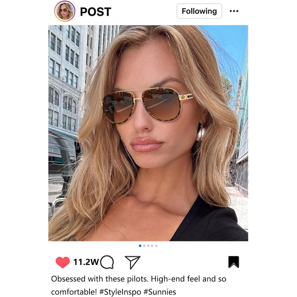 RAYSOL Retro Oversized Aviator Sunglasses for Women Men Metal Double Bridge Aviators Sun Glasses Leopard Frame/Gradient Lens