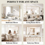 Koonmi Gold Mirrors For Wall, 30X55 Inch Bathroom Mirror, Rectangular Wall Mirror For Living Room Bedroom Bathroom, Hangs Horizontally Or Vertically