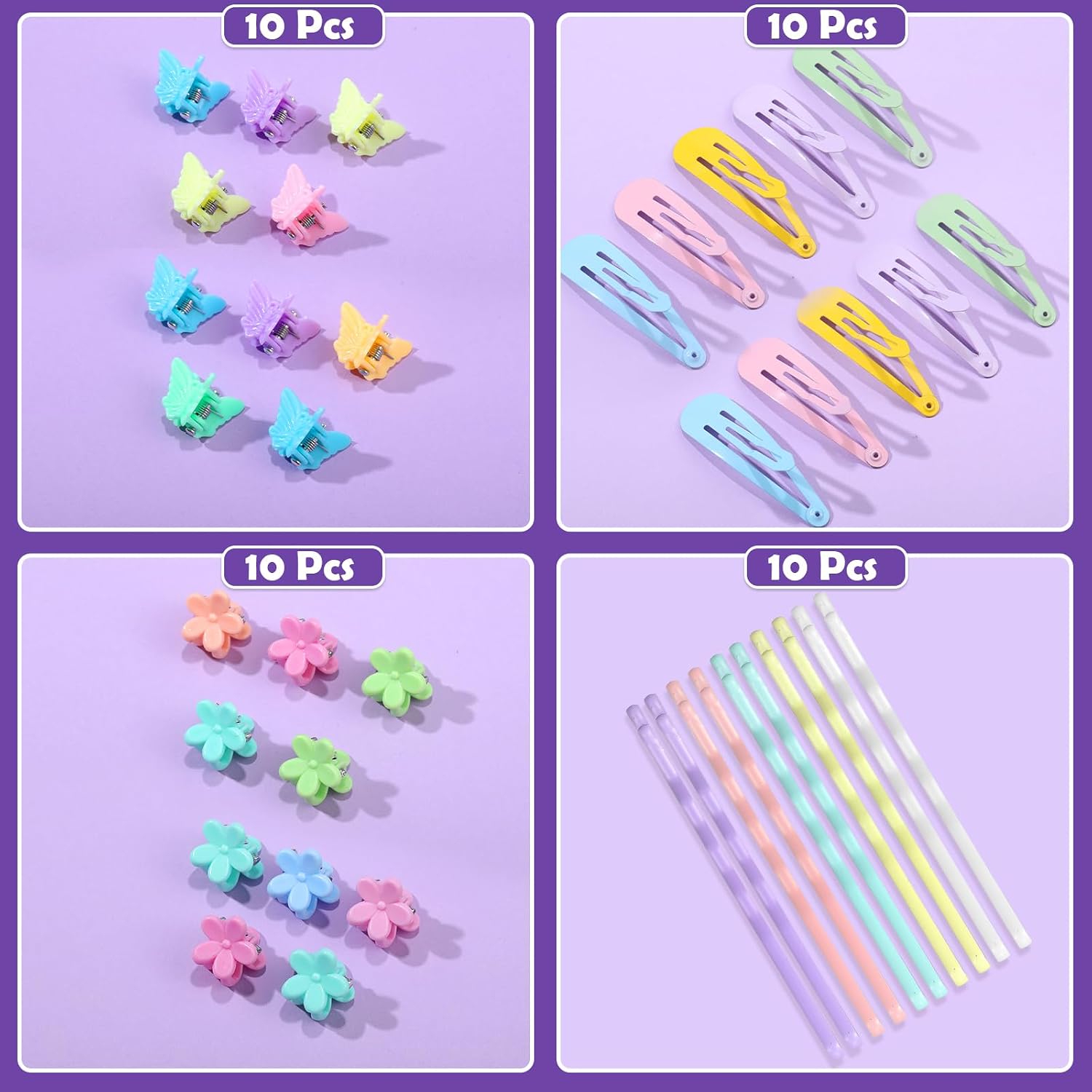 Auroray Hair Accessories For Girls, 1784 Pcs Elastic Ties Set 24 Color Rubber Bands With Organizer Box Cotton Baby Ties Styling Tool Set Clips Elastic Cutter Scissor