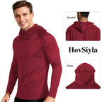 Hovsiyla Mens Fishing Hoodie Uv Sun Protection Shirts Upf Rash Guard Long Sleeve Shirts Hiking Performance Mesh Face Mask Top