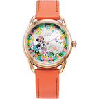 Citizen Eco-Drive Ladies' Disney Minnie Mouse Gardening Watch, Gold Tone With Coral Strap, Floral, 3-Hand Date, 36Mm (Model: Fe6087-04W)