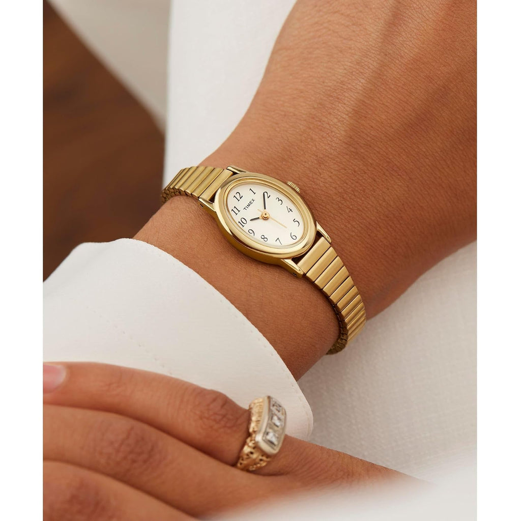 Timex Women'S Cavatina Watch - Tpearl Dial Gold-Tone Case