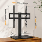 Universal Tv Stand - Table Top Tv Stand For 27-60 Inch Lcd Led Tvs - 6 Level Height Adjustable Tv Base Stand With Tempered Glass Base & Wire Management, Vesa 400X400Mm