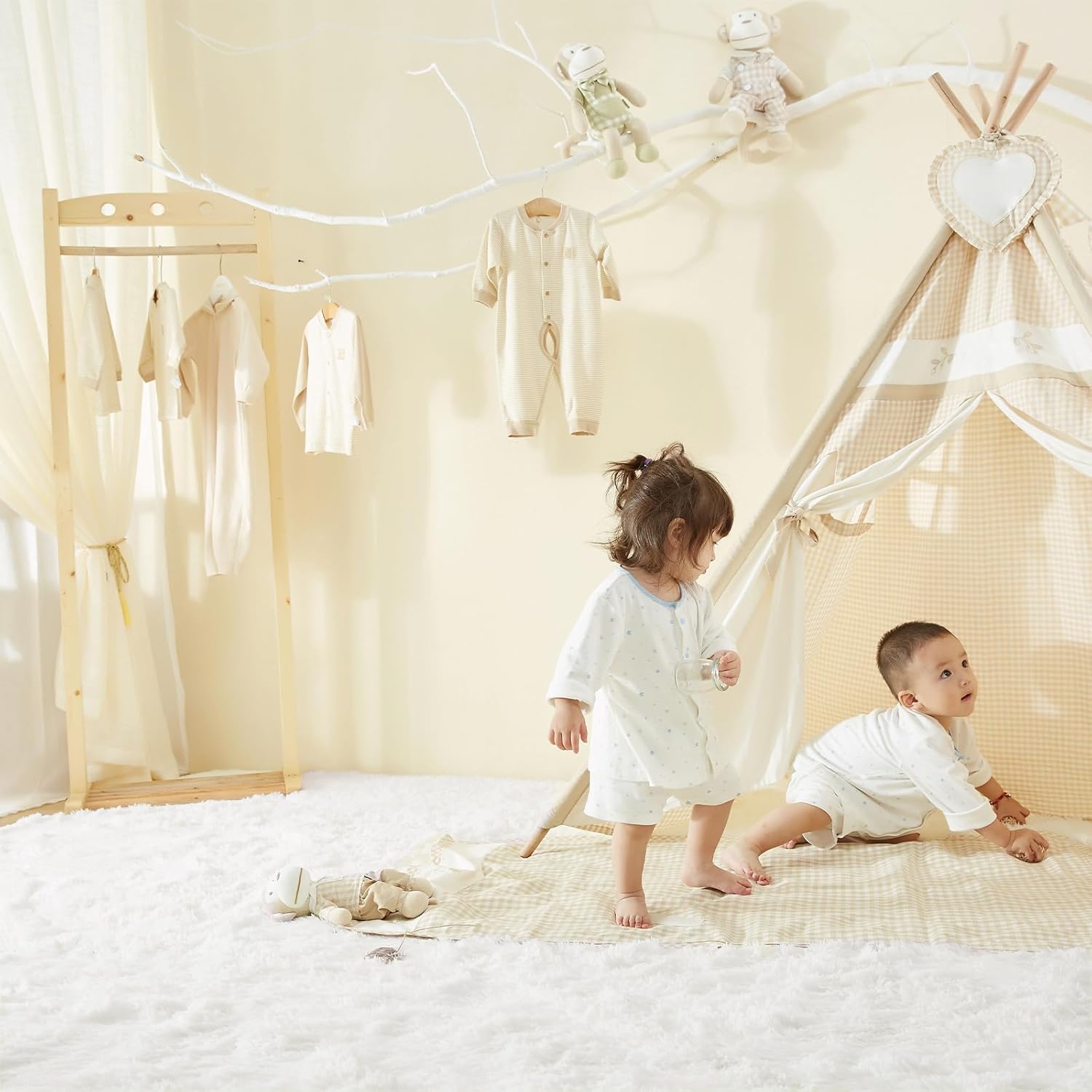 BENRON White Fluffy Rugs for Living Room 4x6, Soft Cream Area Rug for Kids Children Girls Bedroom Nursery, Washable Indoor Floor Carpets