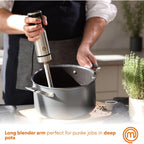 MasterChef Immersion Blender Handheld, Stainless Steel Hand Held Blending Stick Emulsifier, Puree Blender for Making Baby Food, Soup, Sauces etc, Powerful 400W Motor with Variable Speed Control
