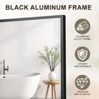 FICTOR Bathroom Vanity Mirror-Black, 36" x 24", Shatterproof & Anti-Rust, Wall Mount Rectangle Mirrors with Metal Frame for Over Sink, Bathroom, Bedroom, Living Room,Entryway