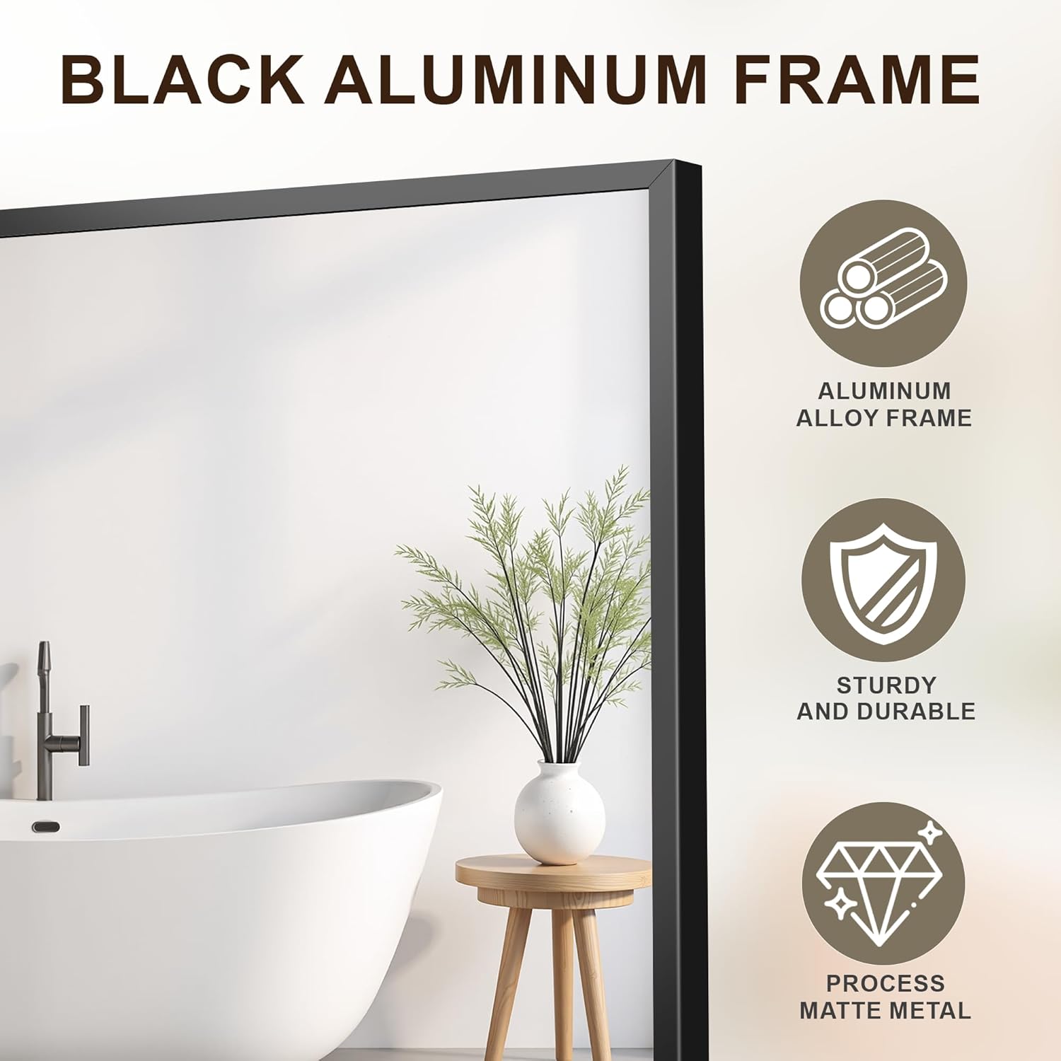 FICTOR Bathroom Vanity Mirror-Black, 36" x 24", Shatterproof & Anti-Rust, Wall Mount Rectangle Mirrors with Metal Frame for Over Sink, Bathroom, Bedroom, Living Room,Entryway