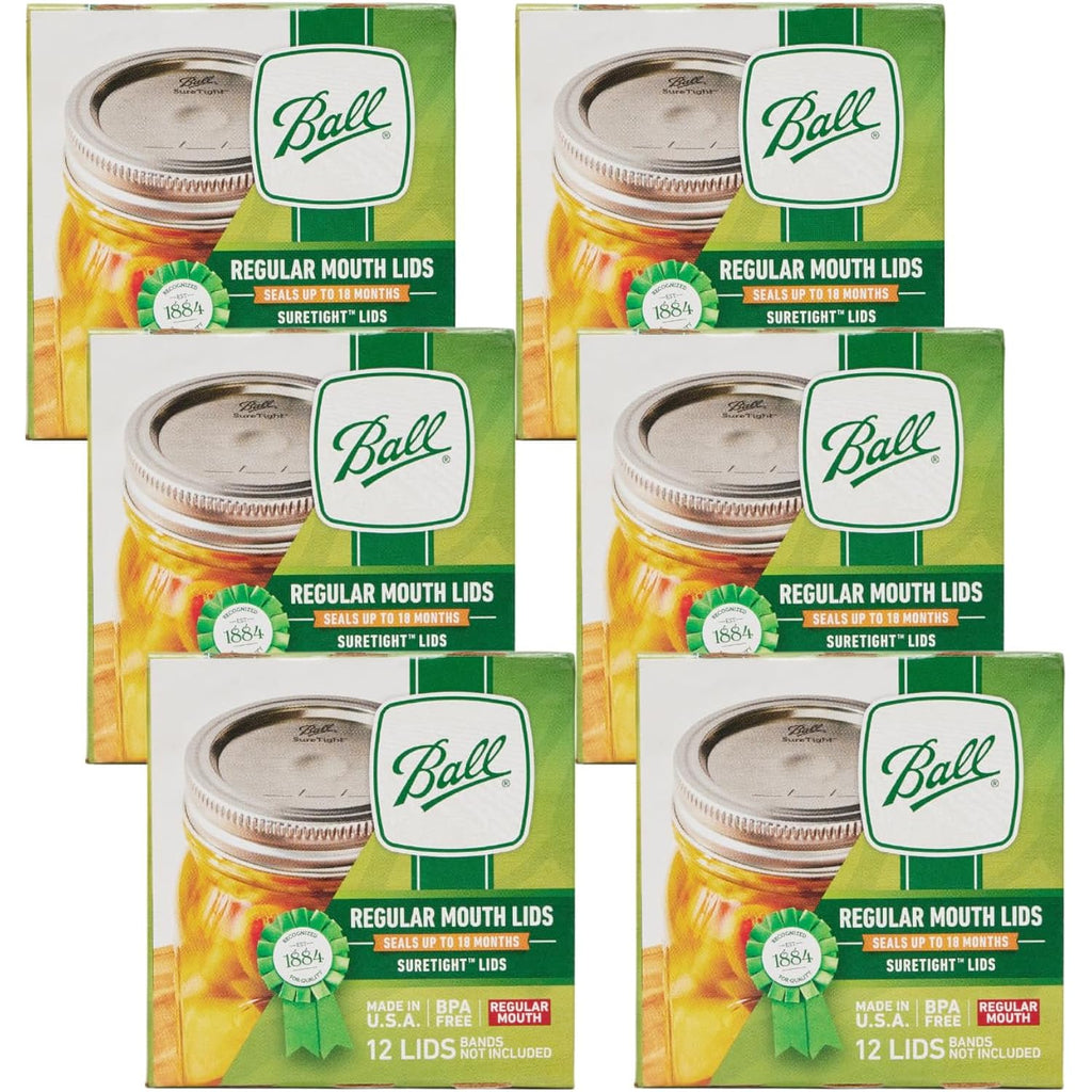 Ball Mason Jar Lids, Regular Mouth, 12 Ct (Pack Of 6)