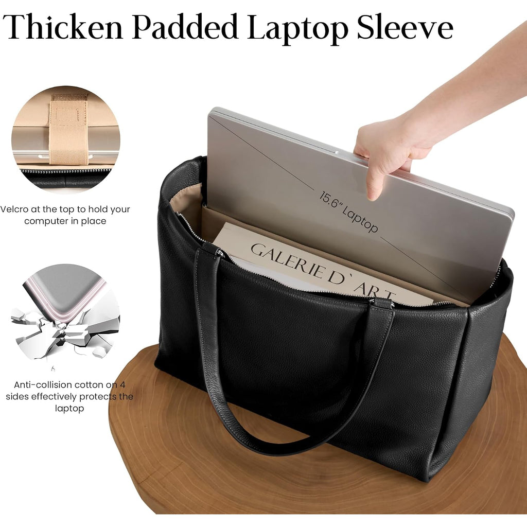 Befen Genuine Leather Work Laptop Tote Bag For Women Ladies Totes Shoulder Purses Satchel Handbag With 15" Compartment