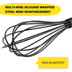 Silicone Whisk Set 8" 10" Kitchen Whisk Kitchen Wisk Wire Whisks For Cooking, Whisking, Blending, Beating, Stirring-Black