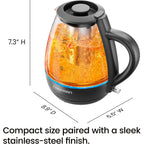 Chefman Electric Kettle with Tea Infuser, Compact 1L (4 Cups), 1500W, Removable Lid for Easy Cleaning, Boil-Dry Protection, Stainless Steel Filter, BPA Free, Auto Shut Off, Small Electric Tea Kettle
