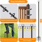 7 Pack 10 Ft String Light Poles,Metal With Fork Lights Poles For Outdoor String Light, Rustproof Heavy Duty For Outside Garden,Patio,Wedding,Backyard,Deck,Party