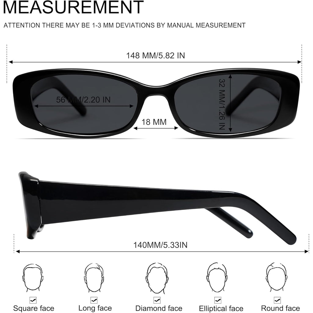 VANLINKER Trendy Small Polarized Rectangle Sunglasses for Women Men Retro 90s Shades VL9787
