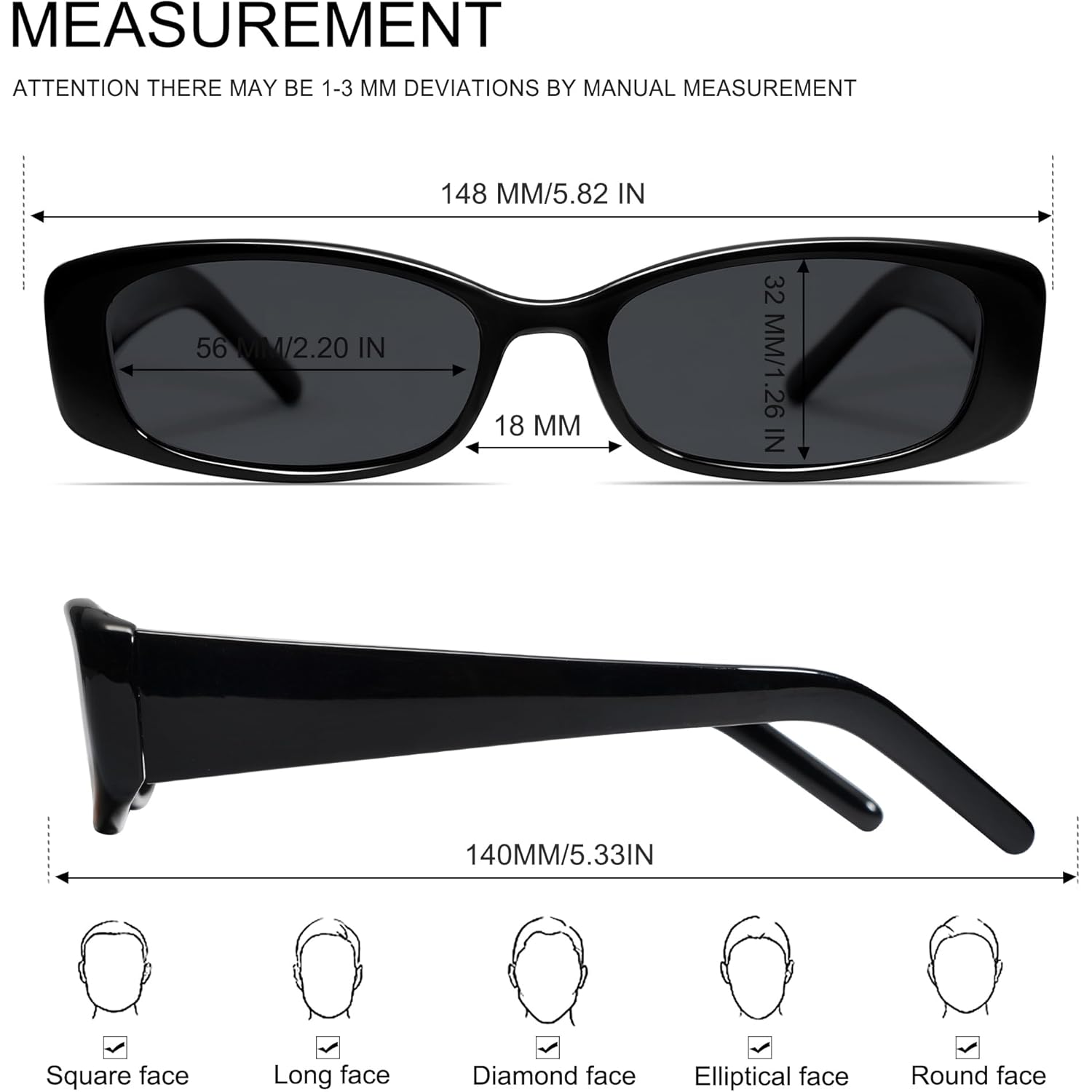 VANLINKER Trendy Small Polarized Rectangle Sunglasses for Women Men Retro 90s Shades VL9787