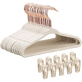 Baby Velvet Hangers 30 Pack - 11 Inch Premium Felt Non Slip Kids Hanger For Infant & Toddler Clothes - 0.2" Slim Space-Saving Baby Felt Hangers For Children'S Closet With 10 Clips - Beige