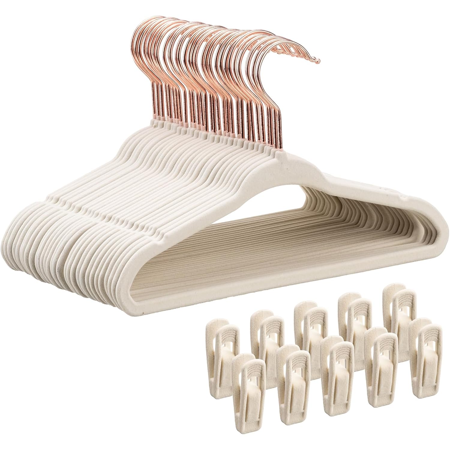 Baby Velvet Hangers 30 Pack - 11 Inch Premium Felt Non Slip Kids Hanger For Infant & Toddler Clothes - 0.2" Slim Space-Saving Baby Felt Hangers For Children'S Closet With 10 Clips - Beige