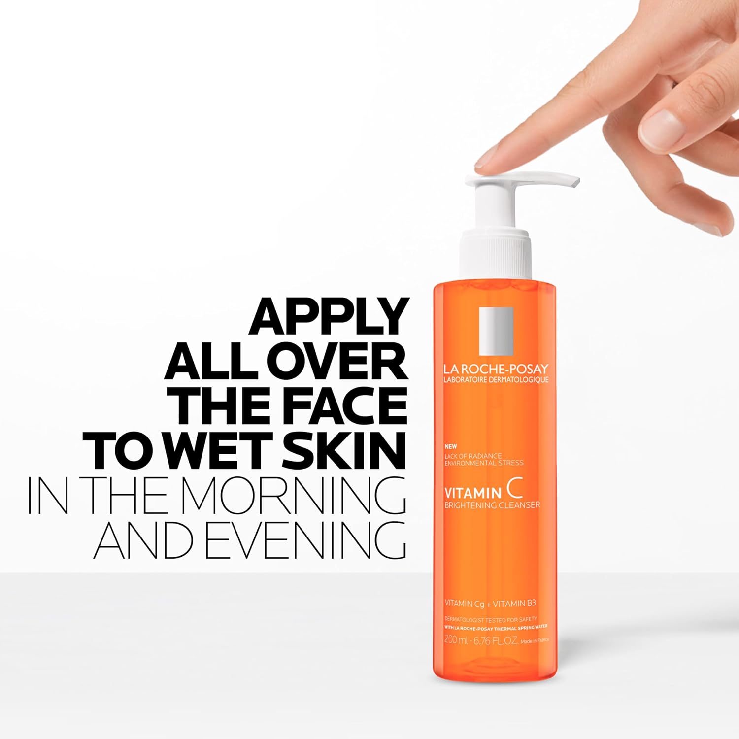 La Roche-Posay Vitamin C Brightening Face Wash, Gentle Foaming Facial Cleanser With Vitamin Cg And Vitamin B3 To Brighten And Even Skin Tone, Vitamin C Face Wash That Cleanses Dirt & Makeup, 200Ml