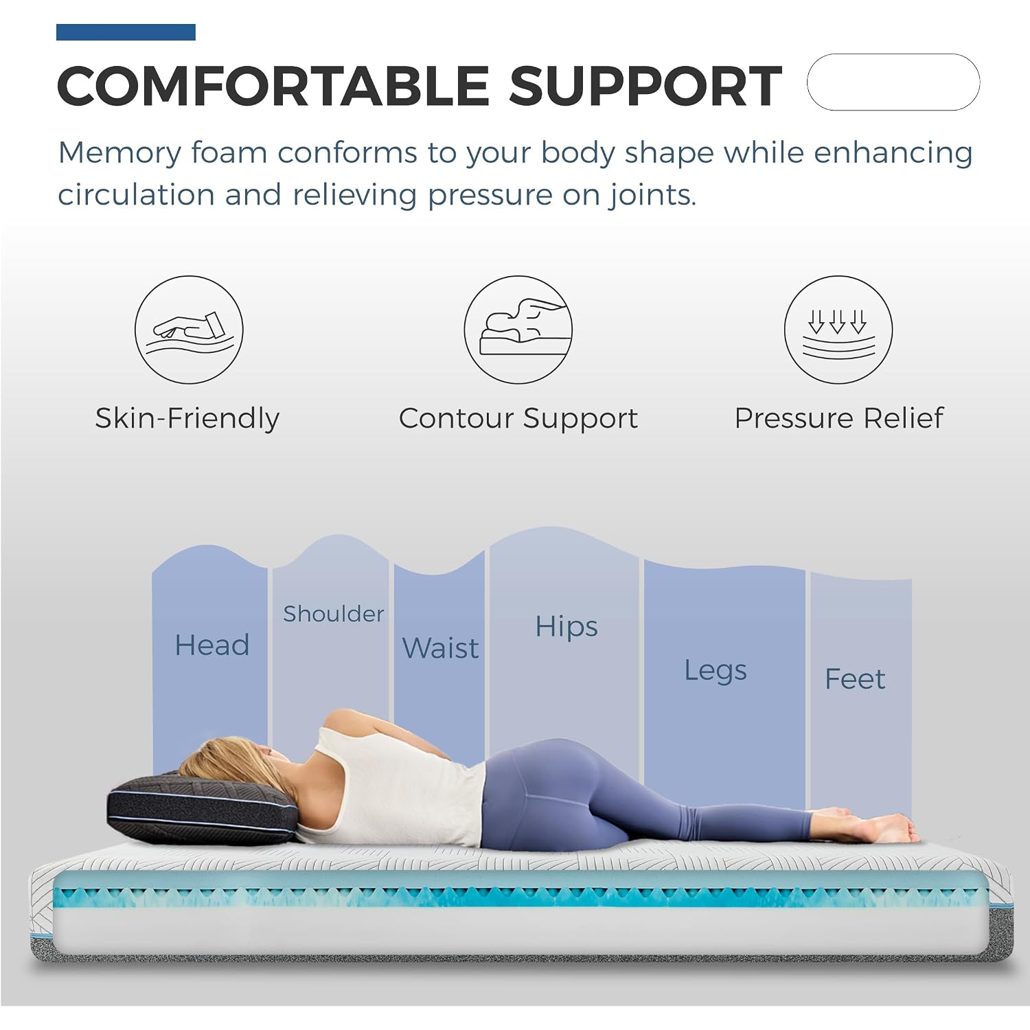 Fathom Medium Queen Mattress 12 Inch Memory Foam Mattress Queen Size Bed In A Box For Back Pain Relief And Cool Sleep With Gel Foam And Removeable Fiberglass Free Cover, Certipur-Us Certified