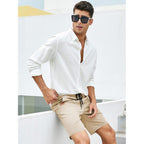 Jmierr Mens Cotton Stretch Shorts Casual Drawstring Twill Chino Shorts | Drawstring Waist, Phone Pockets, Golf, Summer Beach Cruise Outfits, Machine Wash