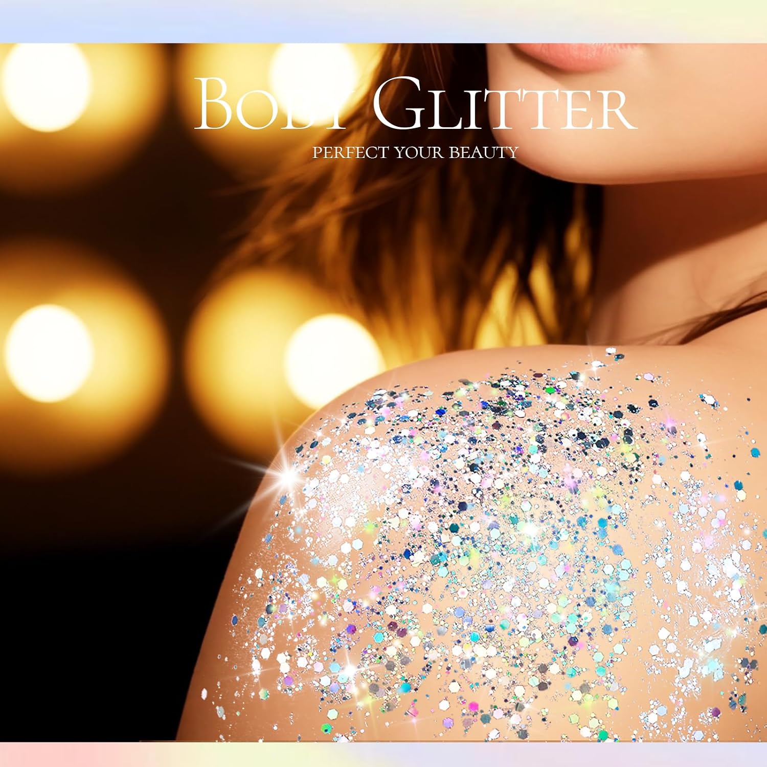 Teenitor Body Glitter, Body Glitter Gel, Hair Glitter, Face Glitter, Holographic Chunky Makeup Silver Glitter Gel For Face, Makeup, Hair, Eye