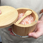 Salt Cellar Bamboo Salt Container With Lid & Spoon For Countertop