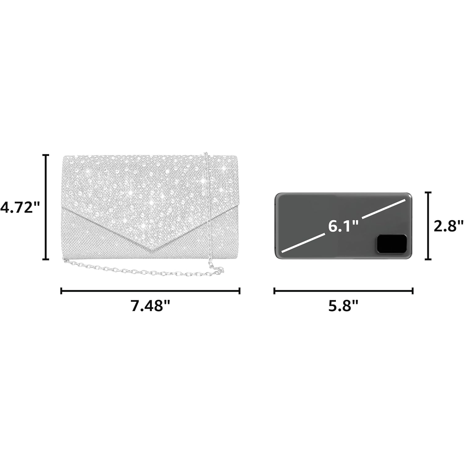 Clutch Purses For Women Rhinestone Evening Bags Crossbody Envelope Handbags For Wedding Cocktail Prom Party