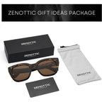 ZENOTTIC Retro Square Polarized Sunglasses for Women Vintage Sun Glasses UV400 Protection Trendy Shades Fashion Style C02 Tortoise Frame Brown Lens