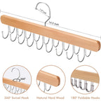 Necamocu 2 Pack Bra Hanger For Closet Organizer, Premium Tank Top Hangers | Wooden Bra Holder With 36 Foldable Hooks, 360° Rotating Design, Space Saving Storage For Tank Tops, Bras, Belts, And More
