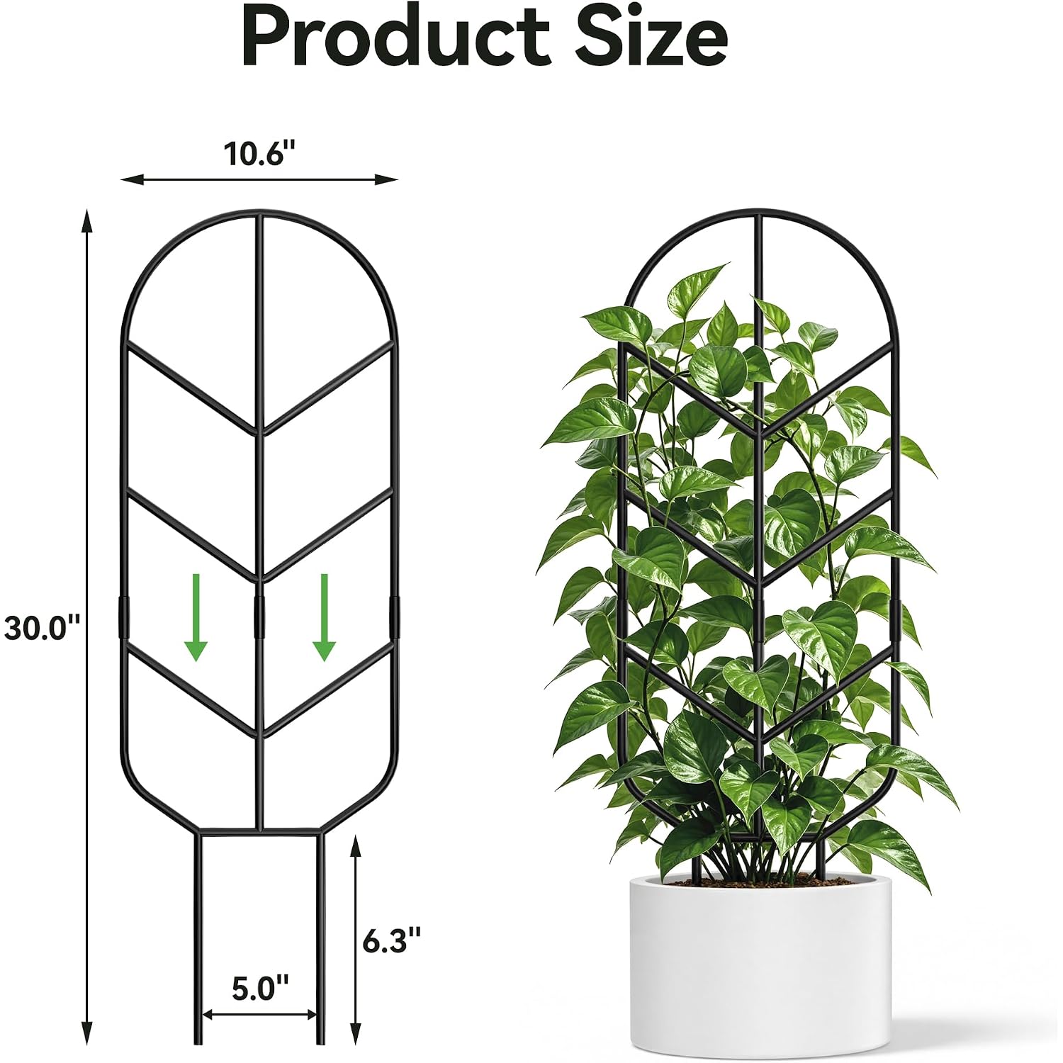 2 Pack 30'' Large Metal Plant Trellis For Climbing Plants, Tall Plant Support For Indoor & Outdoor Use, Modern Decorative Trellis For Potted Plants (2 Pack)