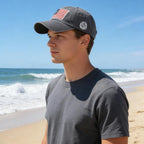 American-Flag-Embroidery-Baseball-Cap for Men Women Low Profile Adjustable Dad Hat Washed Vintage Patriotic Hat Grey