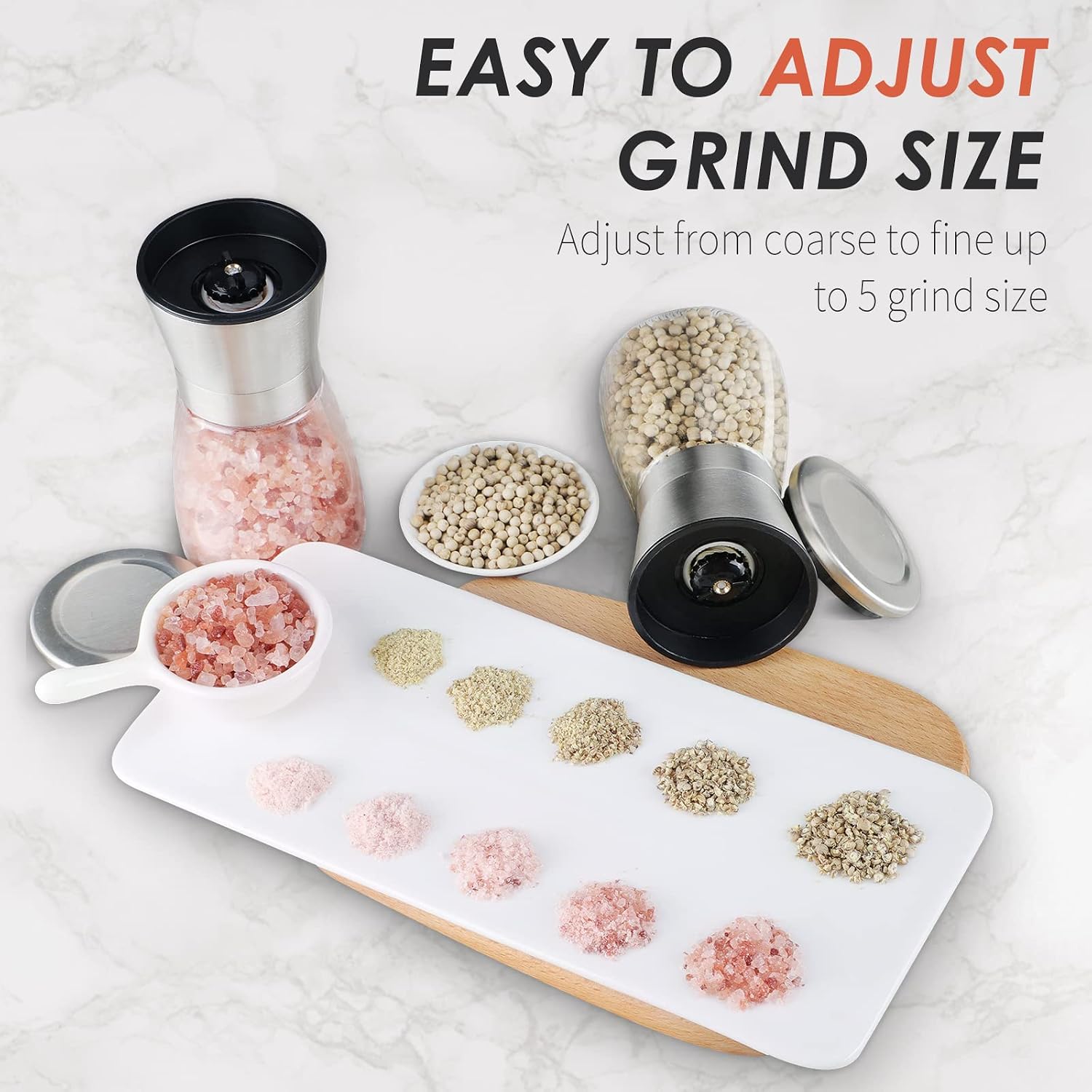 Ebaco Original Stainless Steel Salt Or Pepper Grinder - Top Spice Mill With Ceramic Blades, Brushed Stainless Steel And Adjustable Coarseness By Pepper Grinder （Single Package）