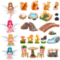25Pcs Fairy Garden Accessories, Miniature Garden Ornaments Landscape Decorations Mini Fairy Figures Animal Plant Furniture Set For Diy Terrarium Potted Plants Dollhouse Desk Decor