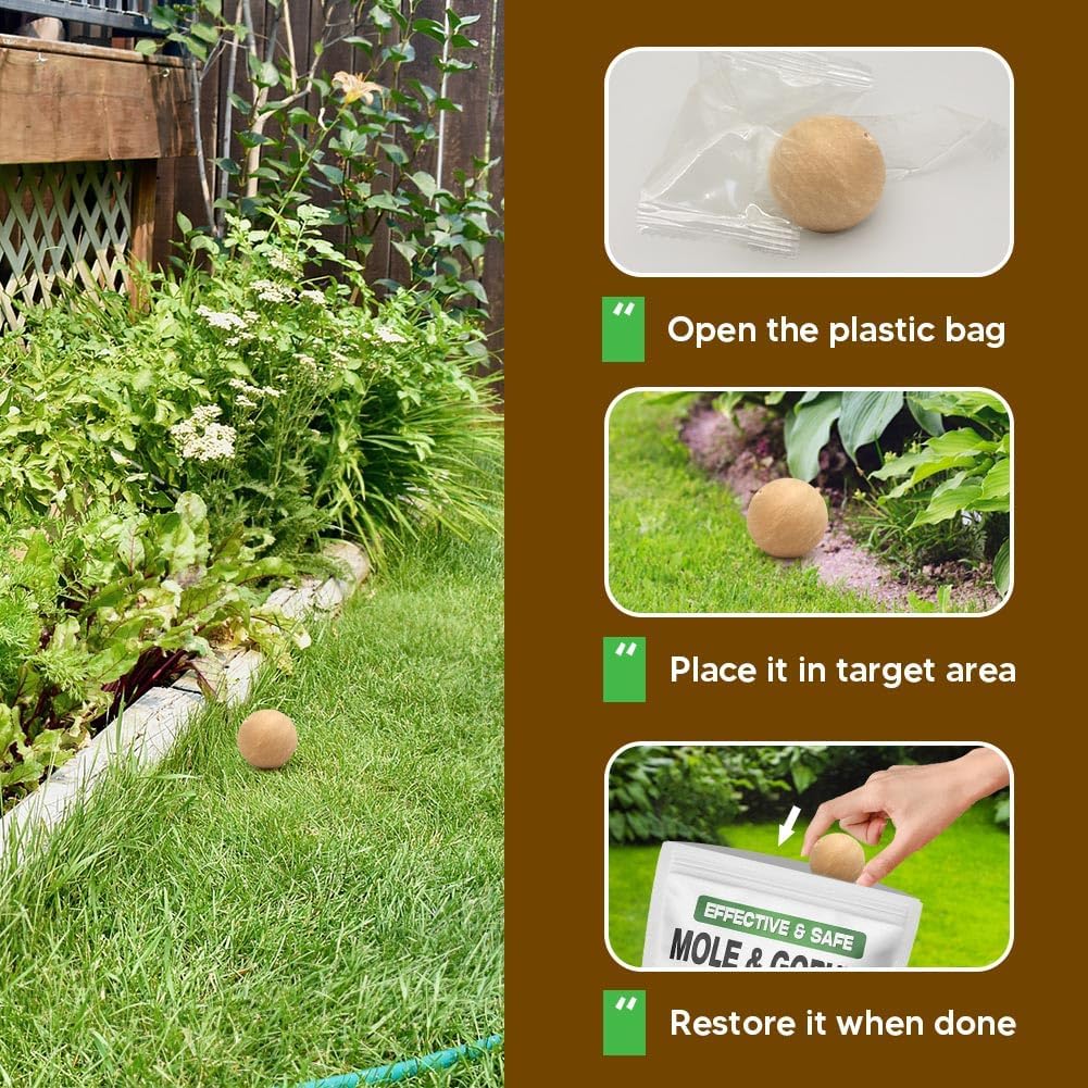 Lebmp Mole Repellent, Gopher Repellent, Groundhogs Repellant Outdoor, Vole Deterrent, Armadillo Repellent For Lawns, Keep Mole Out Of Yard, Get Rid Of Gophers, Covers Up To 120 Sq Ft-8Pcs