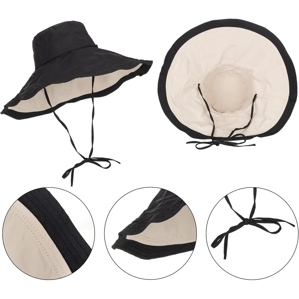 Large Brim Sun Hat for Women Summer UV-Protection Fishing Hat Beach Bucket-Cap Outdoor