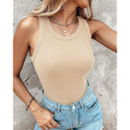 CHICME Women Built-in Bra Tank Tops Sleeveless Casual Shirts Racerback Ribbed Fitted Tank Tops